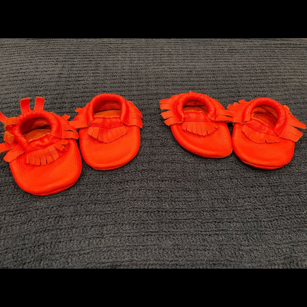 Twin set red moccasins 6-12 months